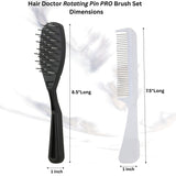 Hair Doctor 2PC PRO Brush/Comb Set with Rotating Pins – Reduced Hair Damage Hair Doctor Products
