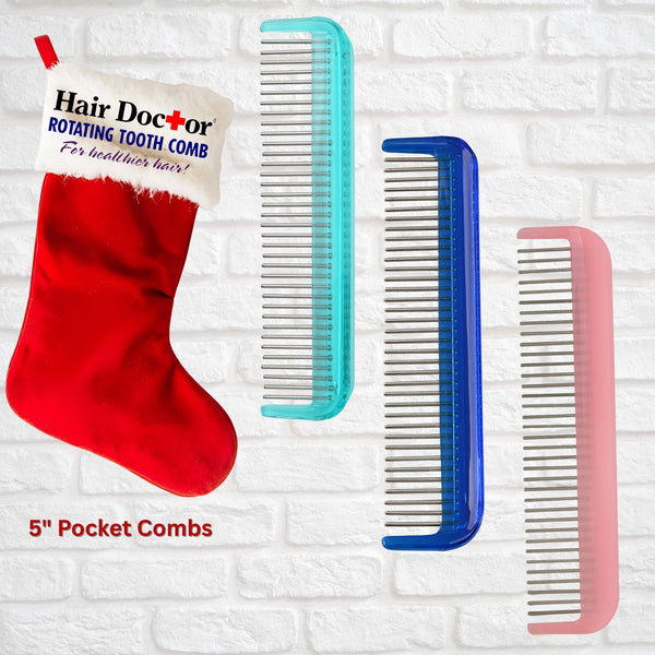 Pocket Comb with Stainless-Steel Rotating Pins Reduces Hair Damage Hair Doctor Products