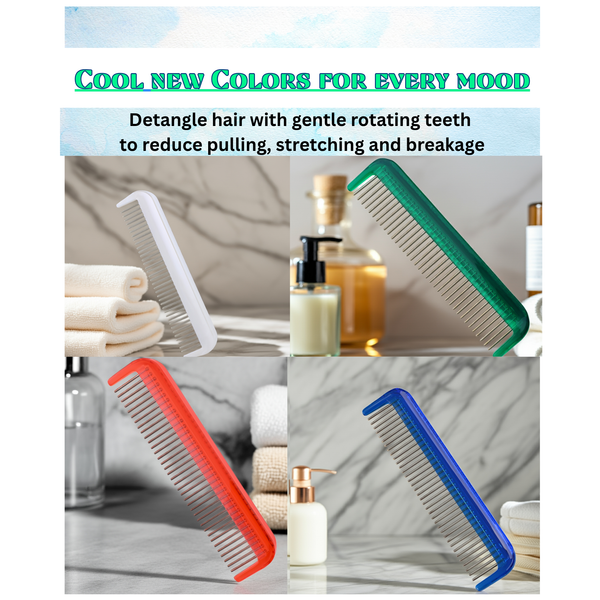 Pocket Comb with Stainless-Steel Rotating Pins Reduces Hair Damage Hair Doctor Products