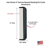 Pocket Comb with Narrow-Spaced rotating Pins Reduces Hair Damage Hair Doctor Products