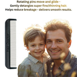 Pocket Comb with Narrow-Spaced rotating Pins Reduces Hair Damage Hair Doctor Products