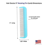 Pocket Comb with Stainless-Steel Rotating Pins Reduces Hair Damage Hair Doctor Products