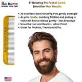 Hair Doctor Beard & Mustache Comb with Smooth Rotating Pins Hair Doctor Products