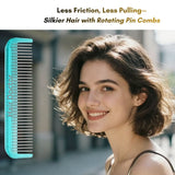 Pocket Comb with Stainless-Steel Rotating Pins Reduces Hair Damage Hair Doctor Products