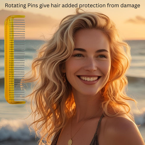Pocket Comb with Stainless-Steel Rotating Pins Reduces Hair Damage Hair Doctor Products