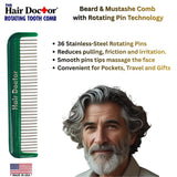 Hair Doctor Beard & Mustache Comb with Smooth Rotating Pins Hair Doctor Products