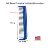Pocket Comb with Stainless-Steel Rotating Pins Reduces Hair Damage Hair Doctor Products
