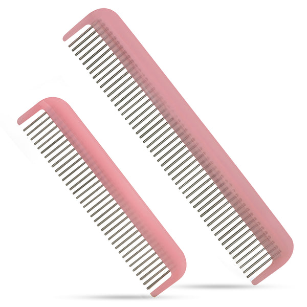 Hair Doctor 2pc rotating tooth Comb Set, 5" & 7" with stainless-steel teeth, for less h