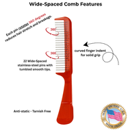 Handle Comb with Wide-Spaced Rotating Pins Detangles Hair with Less Damage Hair Doctor Products