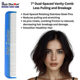 Hair Doctor Dual-Spaced Vanity Comb with Rotating Pins- Less Hair Breakage Hair Doctor Products
