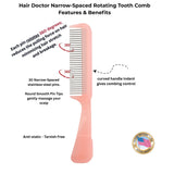 Hair Doctor Comb – Narrow-Spaced Rotating Pins, Less Hair Damage Hair Doctor Products