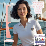 Handle Comb with Narrow Spaced Rotating Pins Reduces Hair Damage. Hair Doctor Products