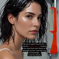 Handle Comb with Narrow Spaced Rotating Pins Reduces Hair Damage. Hair Doctor Products