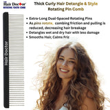 Hair Doctor Extra-Long Dual-Spaced Rotating Pin Comb for Thick, Curly Hair – Less Pulling, Less Breakage, Smoother Hair Hair Doctor Products