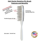 Hair Brush with Rotating Pins Detangles with Less Hair Damage Hair Doctor Products