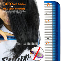 Vanity Comb with Dual-Spaced Rotating Teeth reduces less hair loss and breakage. Best Seller! (TH717VA) Hair Doctor Products